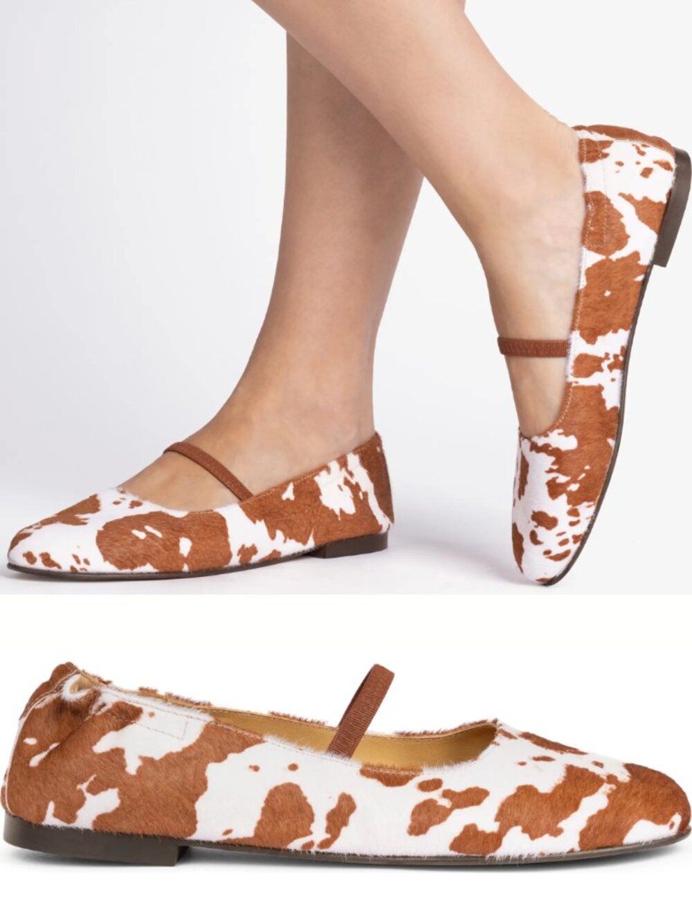 Penelope Chilvers Jazz Friesian Pony Hair Flats Brown White Cow Print Spain